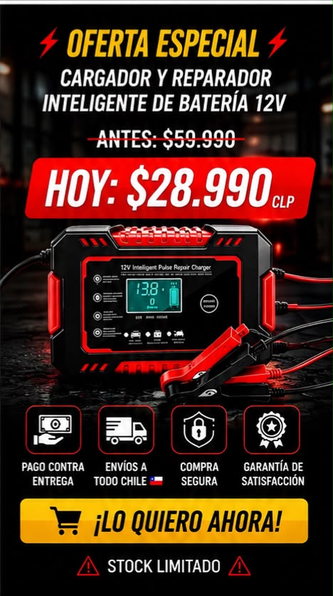 VOLTIX® Battery Pro 12V – Cargador y Reparador Inteligente de Baterías