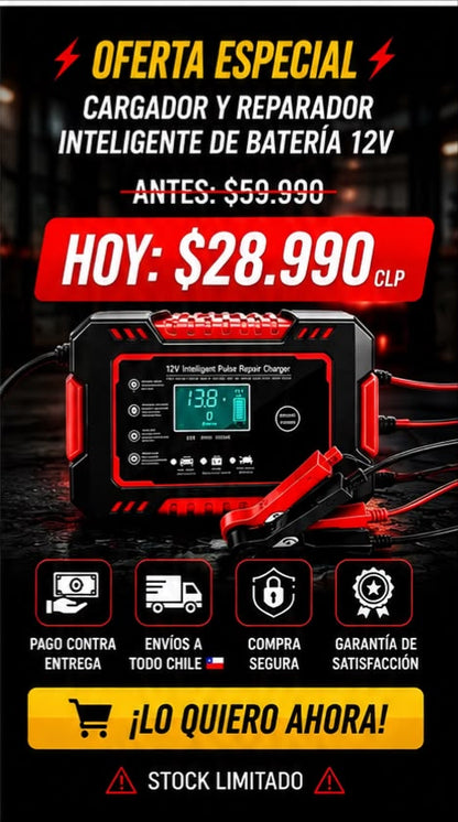 VOLTIX® Battery Pro 12V – Cargador y Reparador Inteligente de Baterías